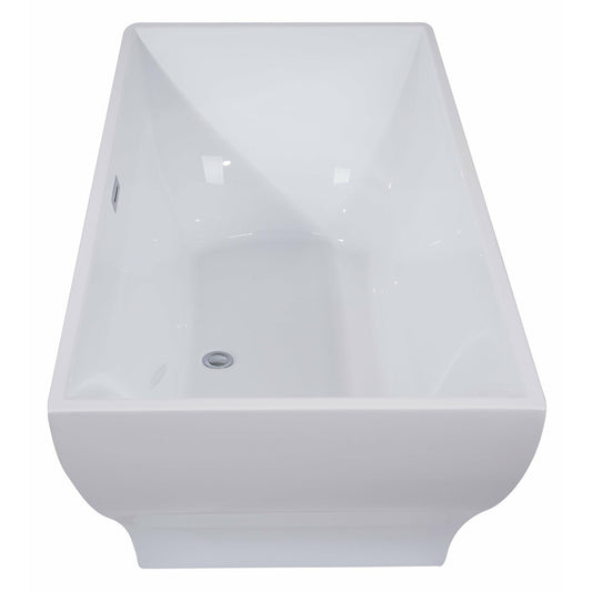 ALFI 67-Inch Rectangular White Freestanding Acrylic Soaking Bathtub  - AB8840