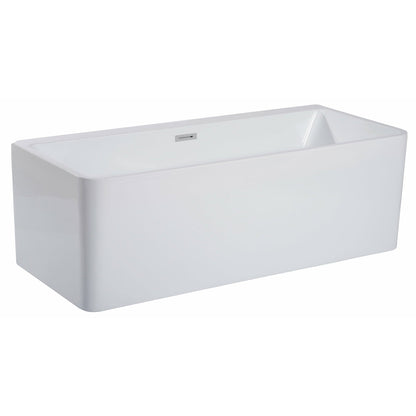 ALFI 59-Inch Rectangular White Freestanding Acrylic Soaking Bathtub AB8858