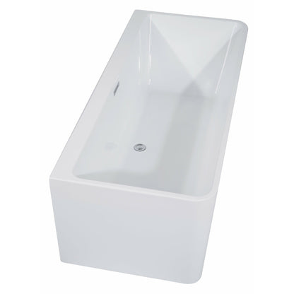 ALFI 59-Inch Rectangular White Freestanding Acrylic Soaking Bathtub AB8858