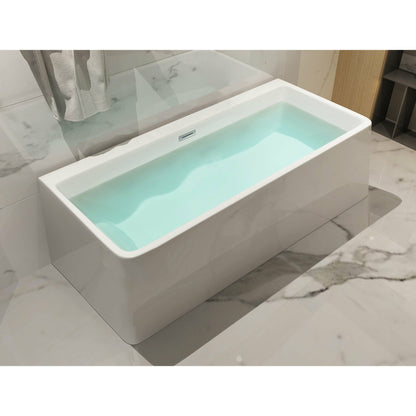ALFI 59-Inch Rectangular White Freestanding Acrylic Soaking Bathtub AB8858