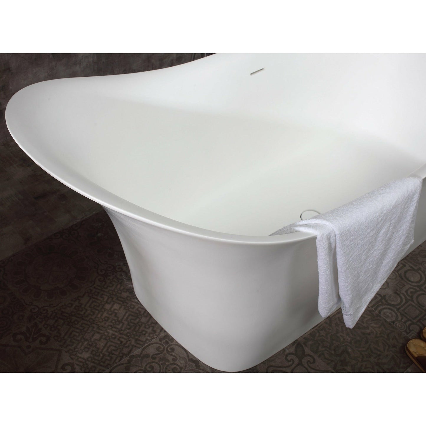 ALFI 74-Inch White Solid Surface Smooth Resin Freestanding Slipper Soaking Bathtub -  AB9915