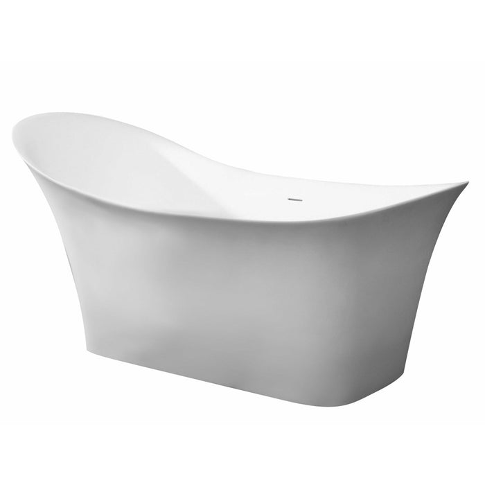 ALFI 74" White Solid Surface Smooth Resin Freestanding Soaking Bathtub AB9915