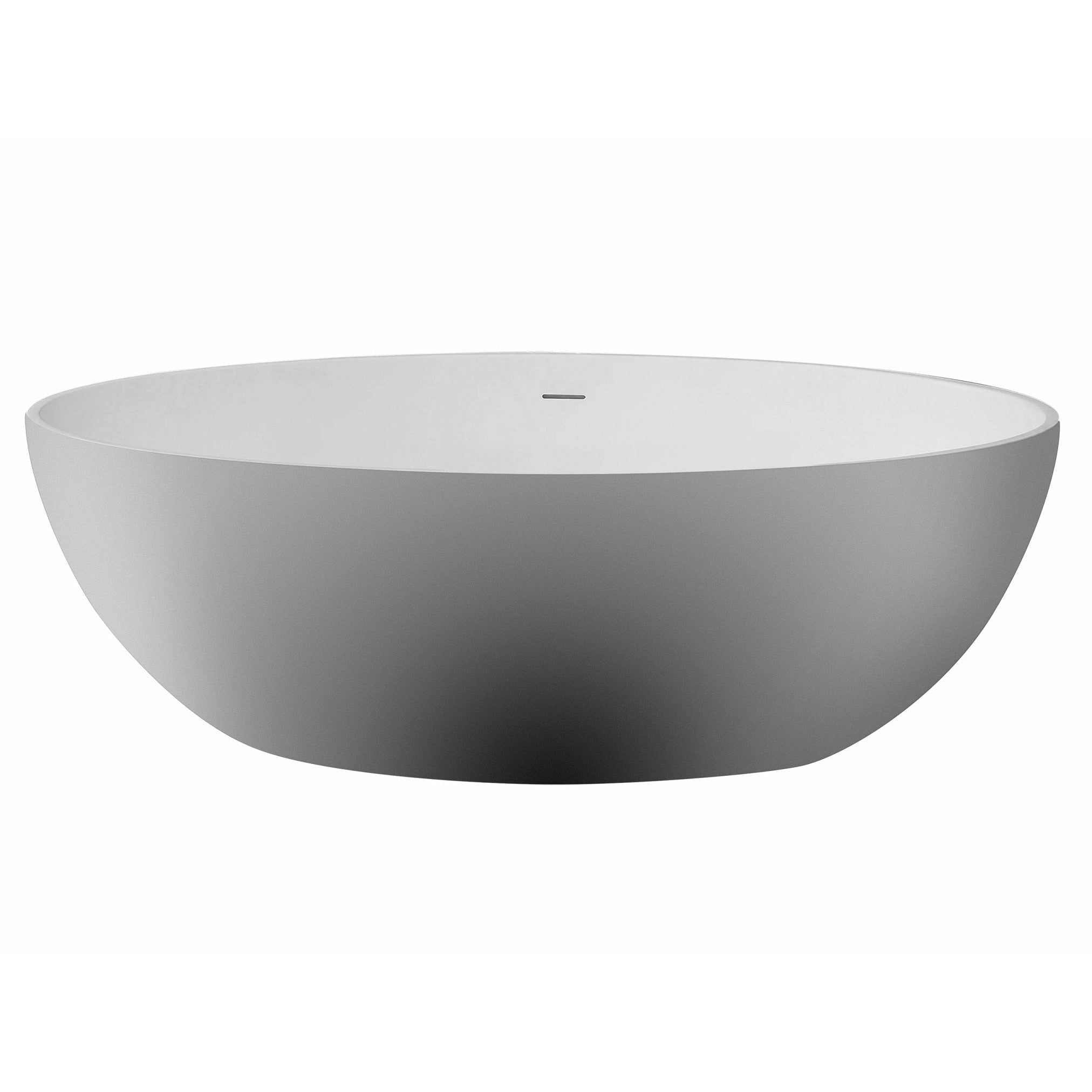ALFI 67-Inch Oval White Solid Surface Freestanding Smooth Resin Soaking Bathtub  - AB9941