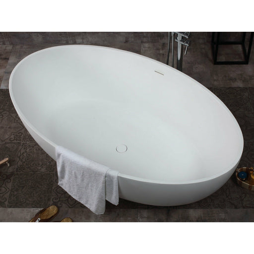 ALFI 67" White Oval Freestanding Resin Bathtub - AB9941