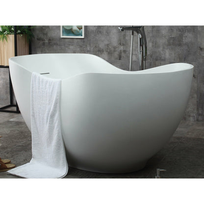ALFI 66-Inch White Solid Surface Freestanding Smooth Resin Soaking Bathtub  - AB9949