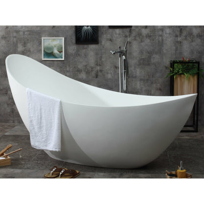 ALFI 73-Inch White Solid Surface Smooth Resin Freestanding Slipper Soaking Bathtub  - AB9951