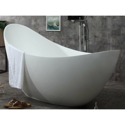 ALFI 73-Inch White Solid Surface Smooth Resin Freestanding Slipper Soaking Bathtub  - AB9951
