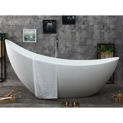 ALFI 73-Inch White Solid Surface Smooth Resin Freestanding Slipper Soaking Bathtub  - AB9951