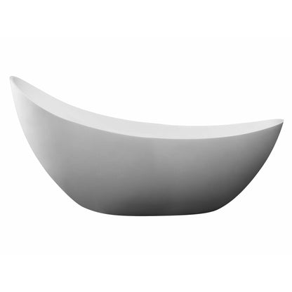 ALFI 73-Inch White Solid Surface Smooth Resin Freestanding Slipper Soaking Bathtub  - AB9951