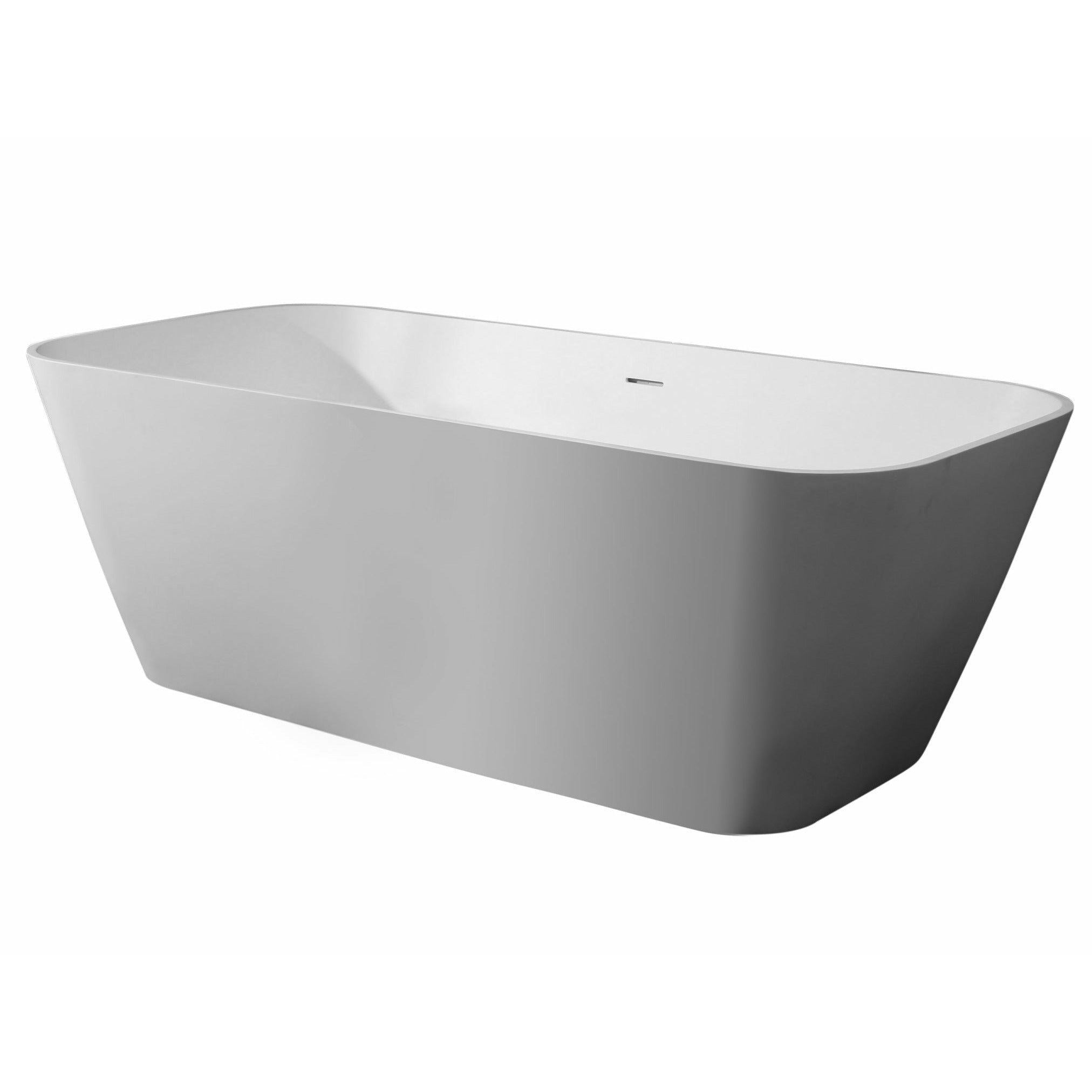 ALFI 67-Inch Rectangular White Solid Surface Freestanding Smooth Resin Soaking Bathtub  - AB9952