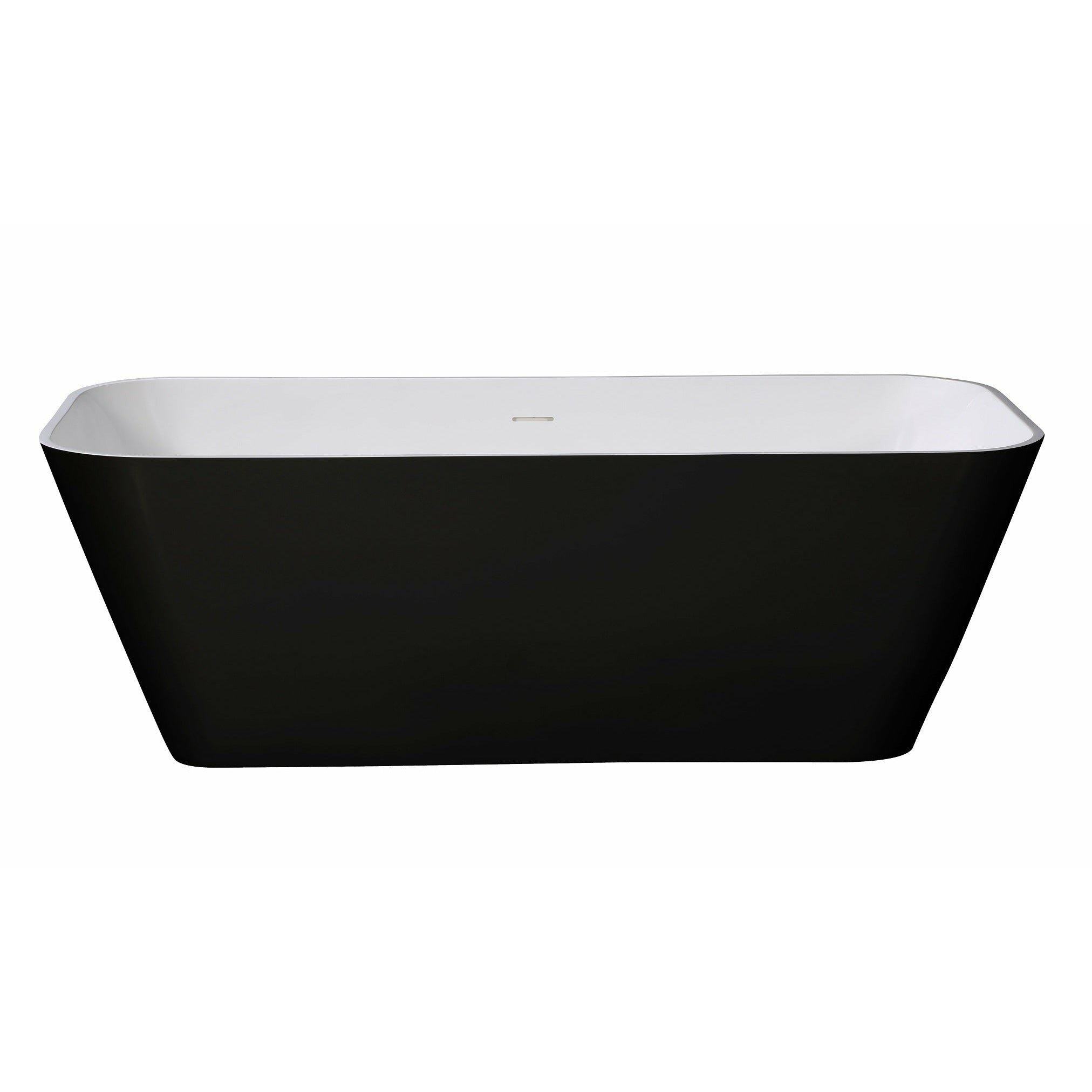 ALFI 67-Inch Rectangular Painted Black & White Matte Solid Surface Freestanding Resin Soaking Bathtub -  AB9952BM