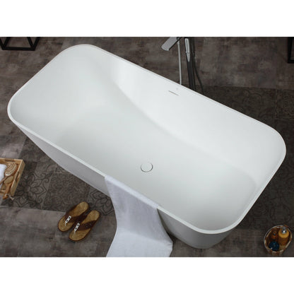 ALFI 67-Inch Rectangular White Solid Surface Freestanding Smooth Resin Soaking Bathtub  - AB9952