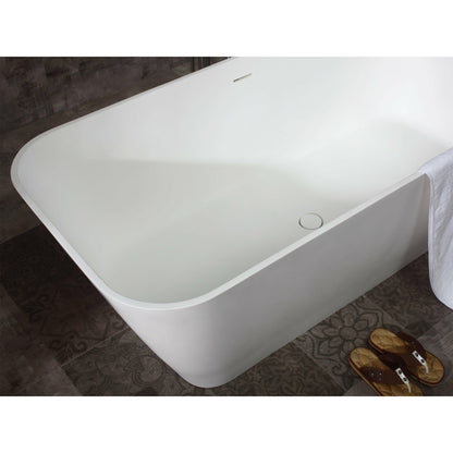 ALFI 67-Inch Rectangular White Solid Surface Freestanding Smooth Resin Soaking Bathtub  - AB9952
