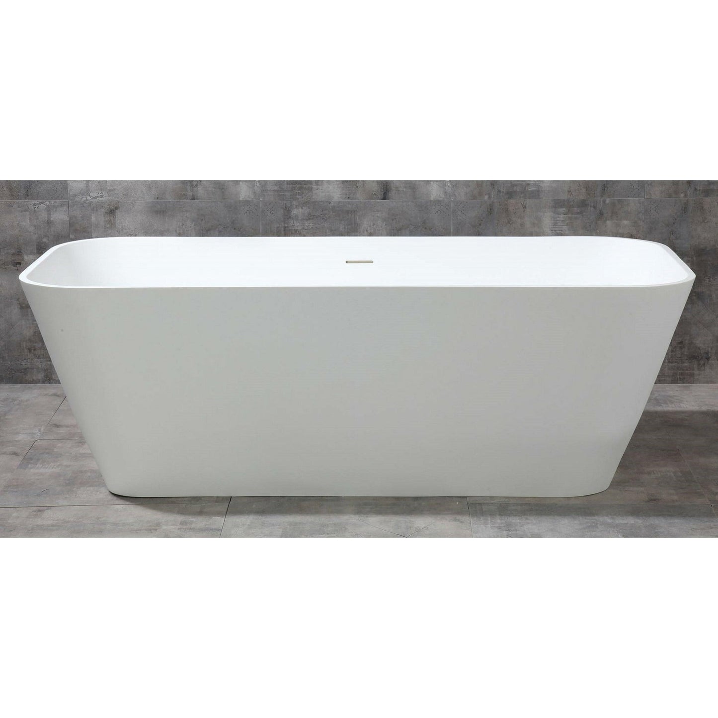 ALFI 67-Inch Rectangular White Solid Surface Freestanding Smooth Resin Soaking Bathtub  - AB9952