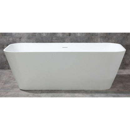 ALFI 67-Inch Rectangular White Solid Surface Freestanding Smooth Resin Soaking Bathtub  - AB9952