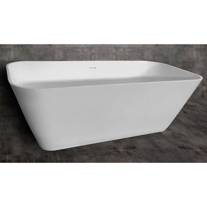 ALFI 67-Inch Rectangular White Solid Surface Freestanding Smooth Resin Soaking Bathtub  - AB9952