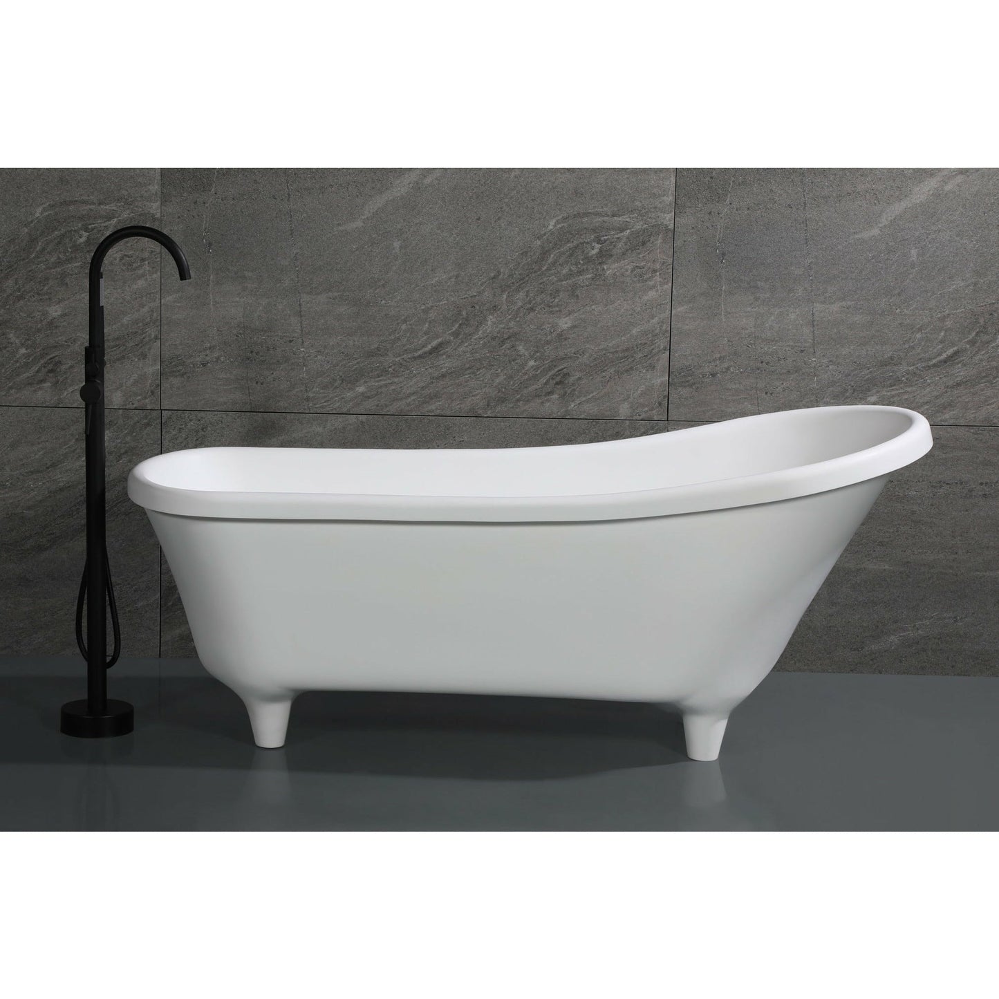 ALFI 68-Inch White Matte Solid Surface Freestanding Resin Soaking Clawfoot Bathtub  - AB9960