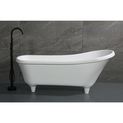 ALFI 68-Inch White Matte Solid Surface Freestanding Resin Soaking Clawfoot Bathtub  - AB9960