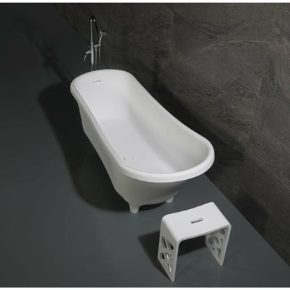 ALFI 68-Inch White Matte Solid Surface Freestanding Resin Soaking Clawfoot Bathtub  - AB9960