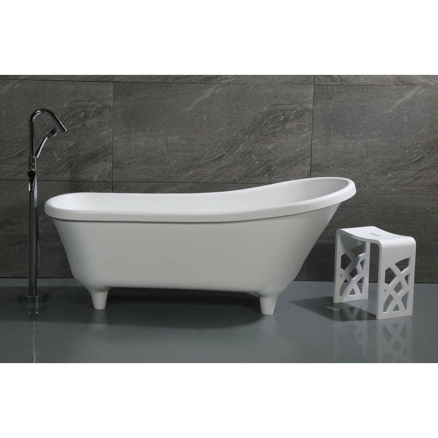 ALFI 68-Inch White Matte Solid Surface Freestanding Resin Soaking Clawfoot Bathtub  - AB9960