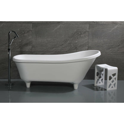 ALFI 68-Inch White Matte Solid Surface Freestanding Resin Soaking Clawfoot Bathtub  - AB9960