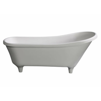 ALFI 68-Inch White Matte Solid Surface Freestanding Resin Soaking Clawfoot Bathtub  - AB9960