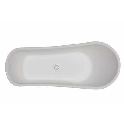 ALFI 68-Inch White Matte Solid Surface Freestanding Resin Soaking Clawfoot Bathtub  - AB9960