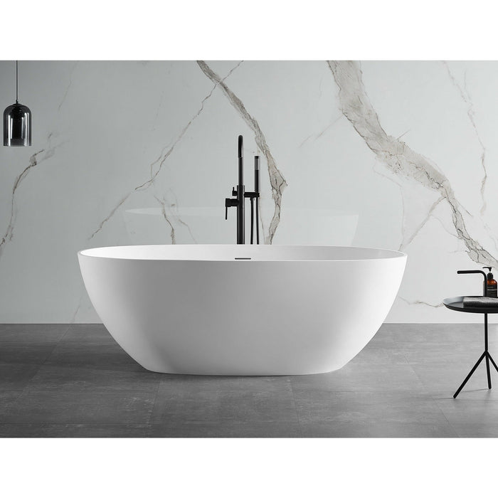 ALFI 59" White Oval Freestanding Resin Bathtub - AB9975