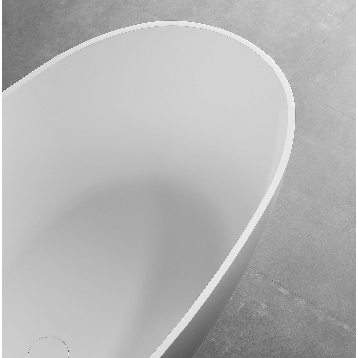 ALFI 59-Inch Oval White Solid Surface Freestanding Resin Soaking Bathtub  - AB9975
