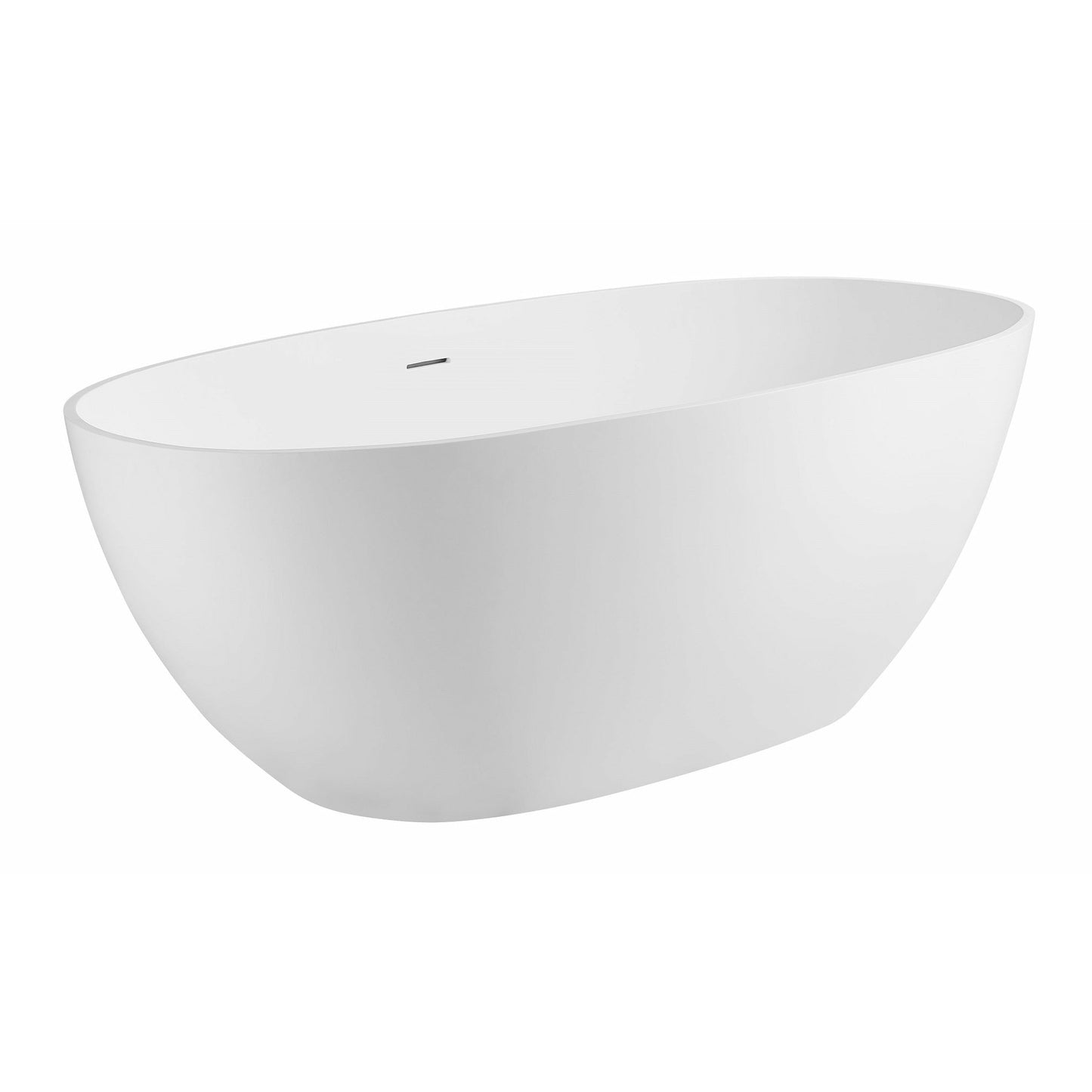ALFI 59-Inch Oval White Solid Surface Freestanding Resin Soaking Bathtub  - AB9975