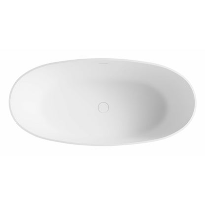 ALFI 59-Inch Oval White Solid Surface Freestanding Resin Soaking Bathtub  - AB9975