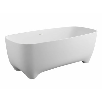 ALFI 67-Inch White Matte Solid Surface Freestanding Resin Soaking Bathtub -  AB9980
