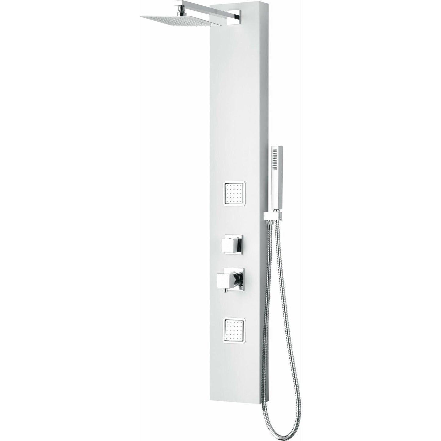 ALFI White Aluminum Shower Panel with 2 Body Sprays and Rain Shower Head -  ABSP60W