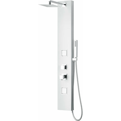 ALFI White Aluminum Shower Panel with 2 Body Sprays and Rain Shower Head -  ABSP60W
