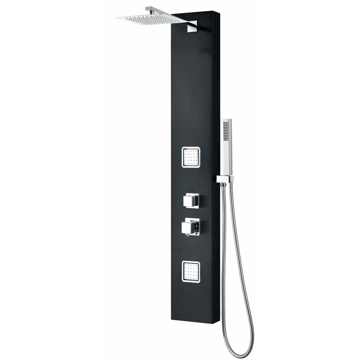 ALFI Black Aluminum Shower Panel with 2 Body Sprays and Rain Shower Head  - ABSP65B