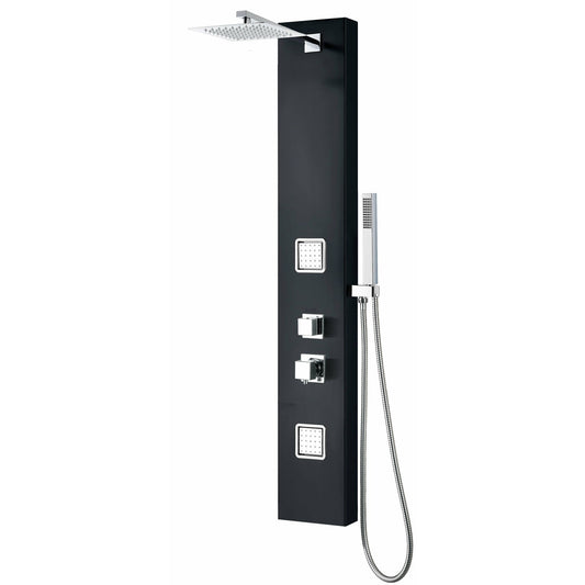 ALFI Black Aluminum Shower Panel with 2 Body Sprays and Rain Shower Head  - ABSP65B
