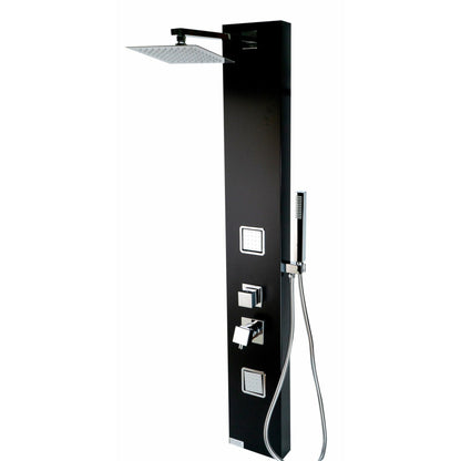 ALFI Black Aluminum Shower Panel with 2 Body Sprays and Rain Shower Head  - ABSP65B