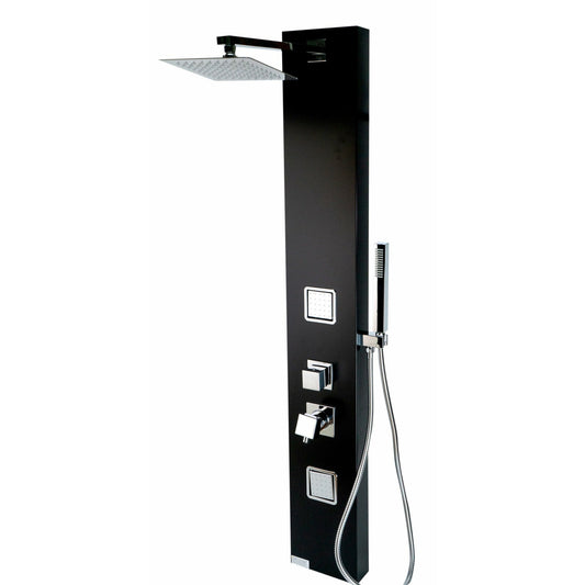 ALFI Black Aluminum Shower Panel with 2 Body Sprays and Rain Shower Head  - ABSP65B