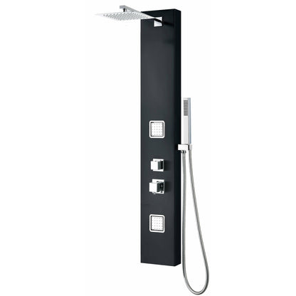 ALFI Black Aluminum Shower Panel with 2 Body Sprays and Rain Shower Head  - ABSP65B
