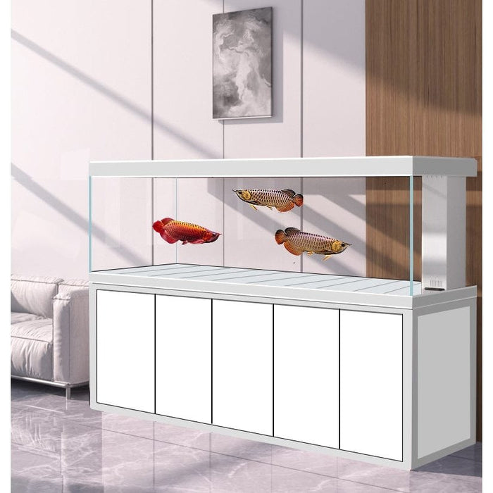 AQUA DREAM TEMPERED GLASS AQUARIUM 400 GALLON FISH TANK COMPLETE SET WHITE SILVER-AD-2320-WS