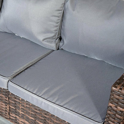 Outsunny 5-Piece PE Rattan Patio Set with 3-Seater Sofa, Armchairs, Footstools & Cushions, Mixed Brown - 860-311V00MB