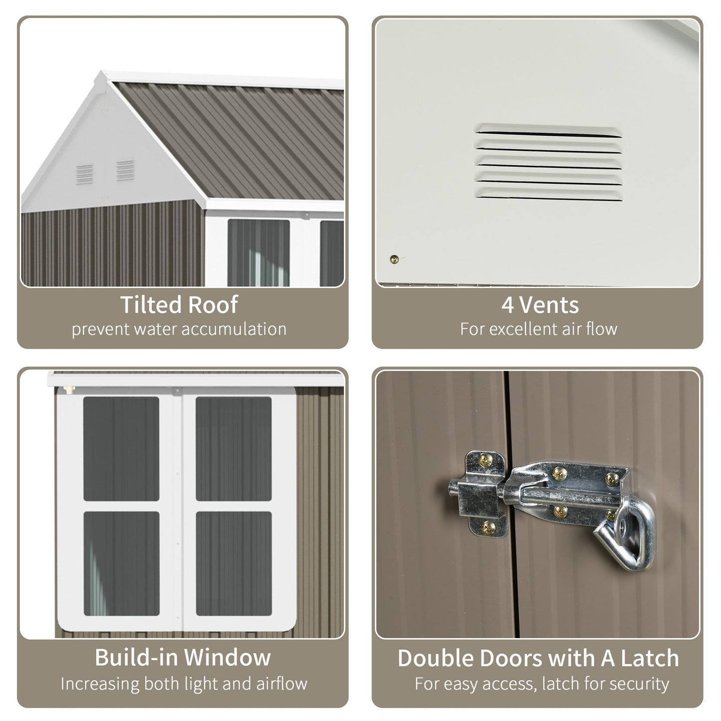 Outsunny 8' x 5.5' Extra Large Garden Shed, Tool Storage with Window, Metal Sloped Roof, Gray - 845-331V01GY