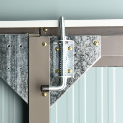 Outsunny 8' x 5.5' Extra Large Garden Shed, Tool Storage with Window, Metal Sloped Roof, Gray - 845-331V01GY