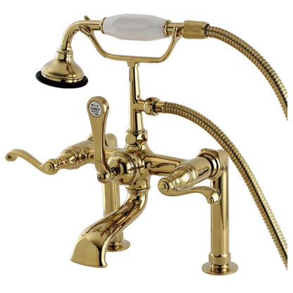 Eden Bath Kingston Brass Aqua Eden AE103T2FL Royale Deck Mount Clawfoot Tub Faucet in Polished Brass - AE103T2FL