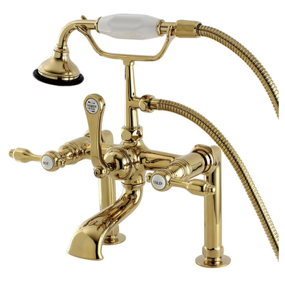 Eden Bath Kingston Brass Aqua Eden AE103T2TAL Tudor Deck Mount Clawfoot Tub Faucet in Polished Brass - AE103T2TAL