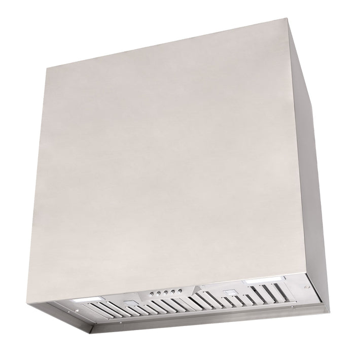 Akicon 30" Stainless Steel Range Hood, Modern Box Kitchen Hood with Powerful Vent Motor, Wall Mount, 30”W*30”H*14"D, Signal White - AK-HS30H-SW