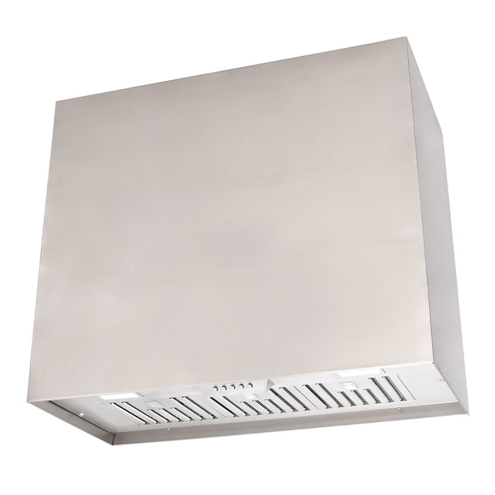 Akicon 36" Stainless Steel Range Hood, Modern Box Kitchen Hood with Powerful Vent Motor, Wall Mount, 36”W*30”H*14"D, Signal White - AK-HS36H-SW