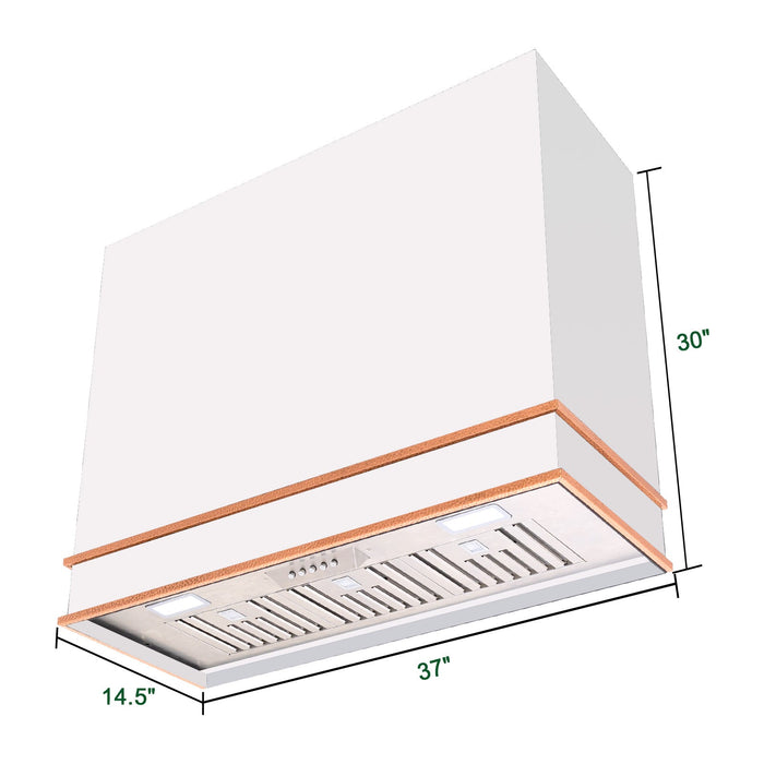 Akicon Range Hood 36" Ultra Quite Stainless Steel Kitchen Hood & Two Stacks, Wall Mount Square Vent Hood with LED Light and Dishwasher-Safe Filters - AK-HS36HB-JBC-48