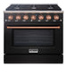 Akicon 36" Slide-in Freestanding Professional Style Gas Range with 5.2 Cu. Ft. Oven, 6 Burners, Convection Fan, Cast Iron Grates. Black & Stainless Steel - AK-JK36A1-BS