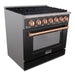 Akicon 36" Slide-in Freestanding Professional Style Gas Range with 5.2 Cu. Ft. Oven, 6 Burners, Convection Fan, Cast Iron Grates. Black & Copper